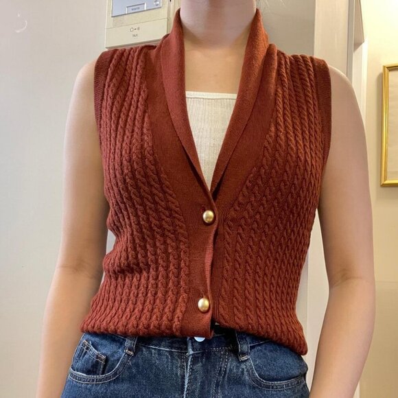 Vintage Preppy 100% Wool Knit Vest Navy – S/M - Picture 11 of 11